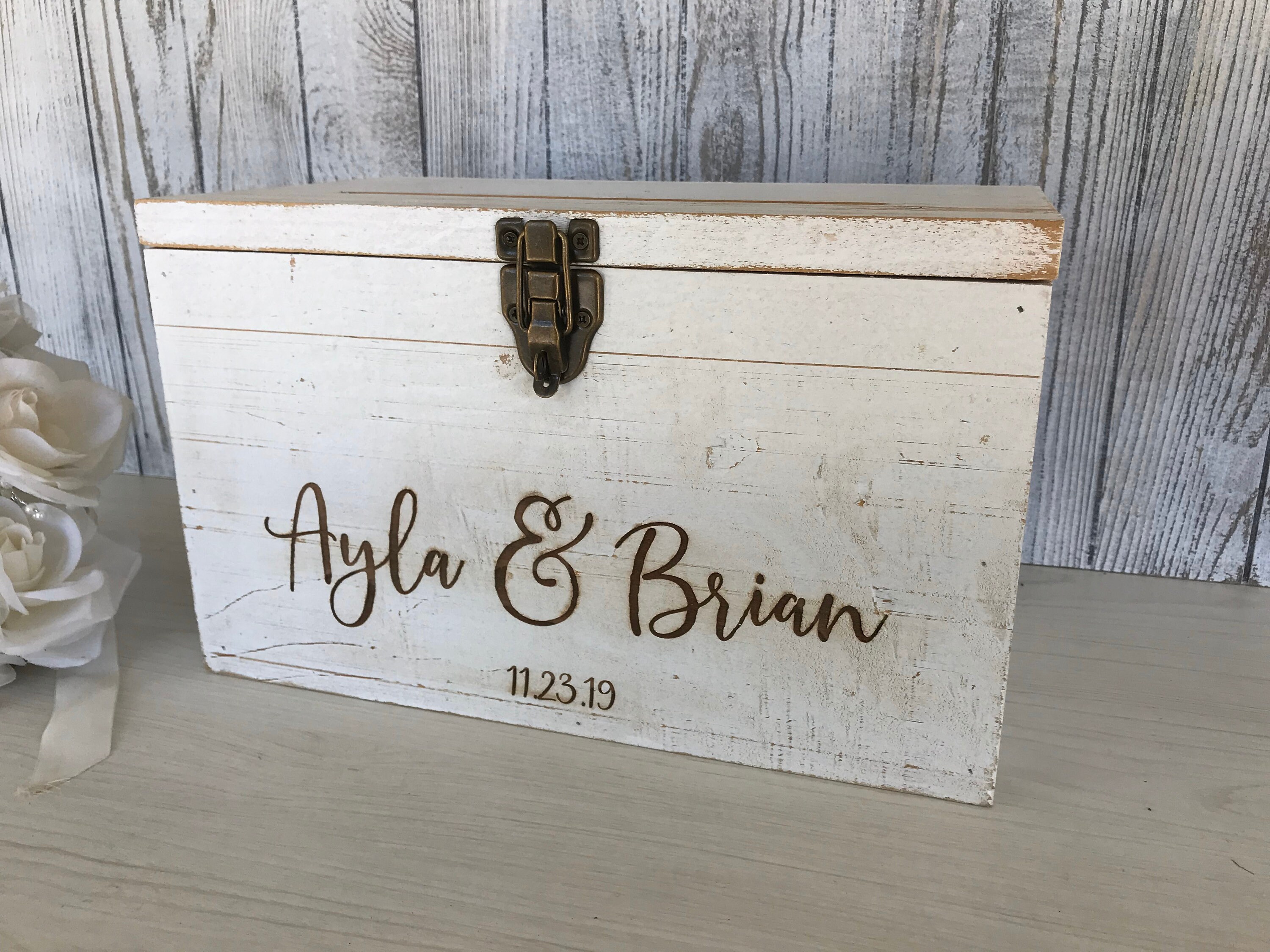 Custom Wood Card Box Card Box Wedding Cards Laser Engraved Etsy
