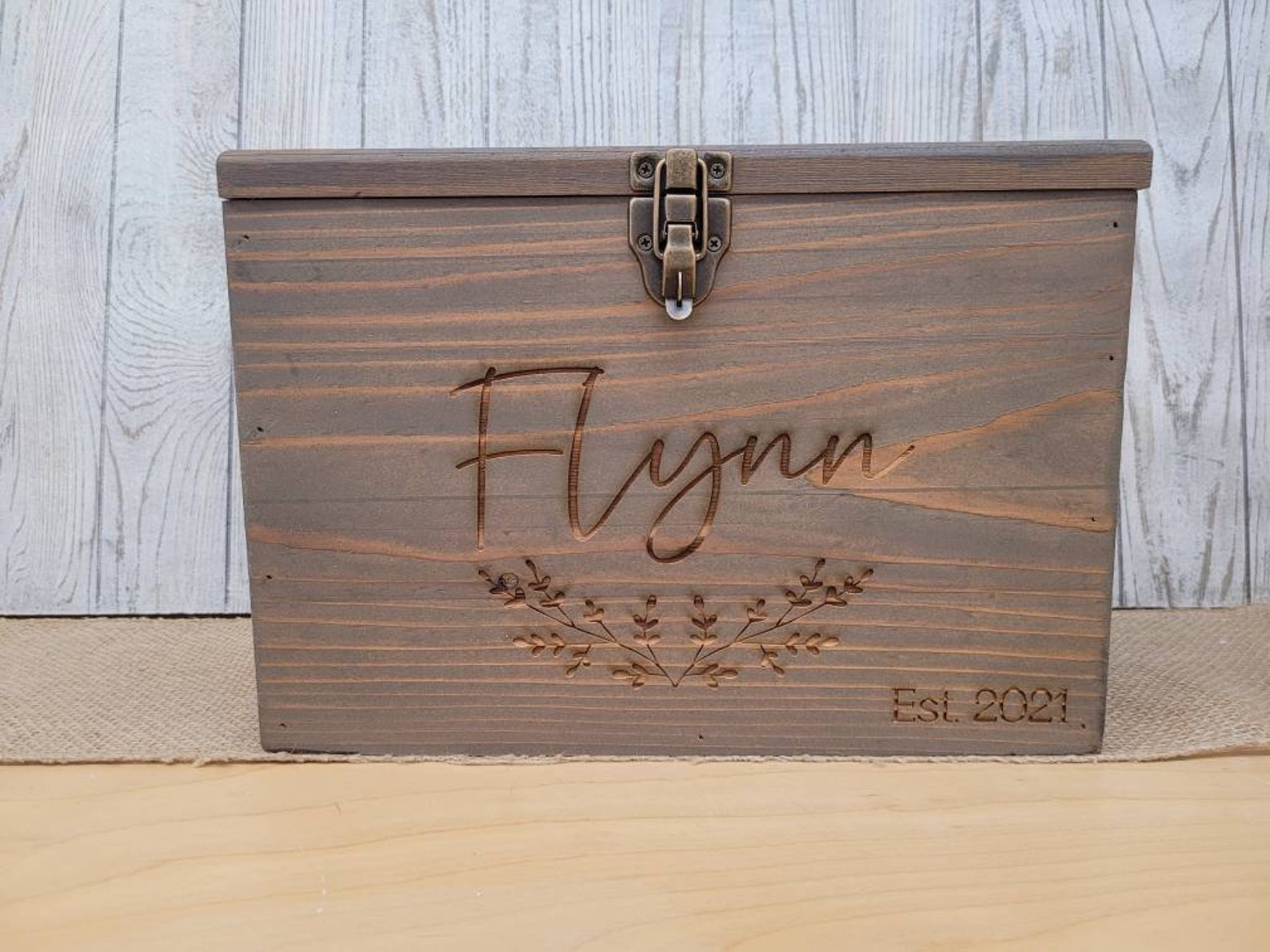 White Rustic Wooden card box Personalized Lockable card box Etsy