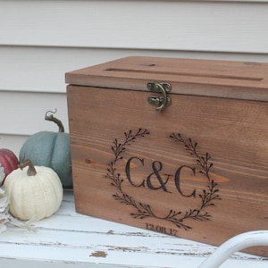 Boîte en bois pour cartes de mariage avec serrure et couvercle - Porte-cartes personnalisé pour la réception