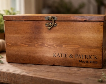 Minimalist Wedding Card Box, Custom Initials Wedding Card Holder, Modern Wedding Gift Card Box, Rustic Keepsake Box
