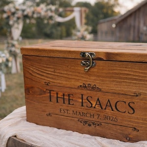 Rustic Anniversary Keepsake Box | Personalized Wooden Box for Couples | Wedding Vows & Memory Storage