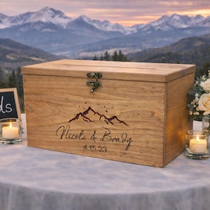 Mountain card box | wooden moutain card box | Wedding card box with a slot