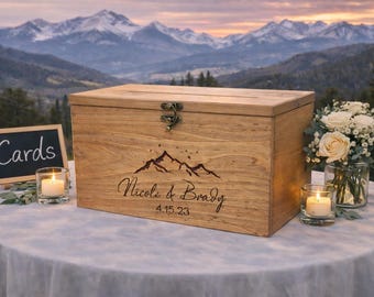 Mountain card box | wooden moutain card box | Wedding card box with a slot