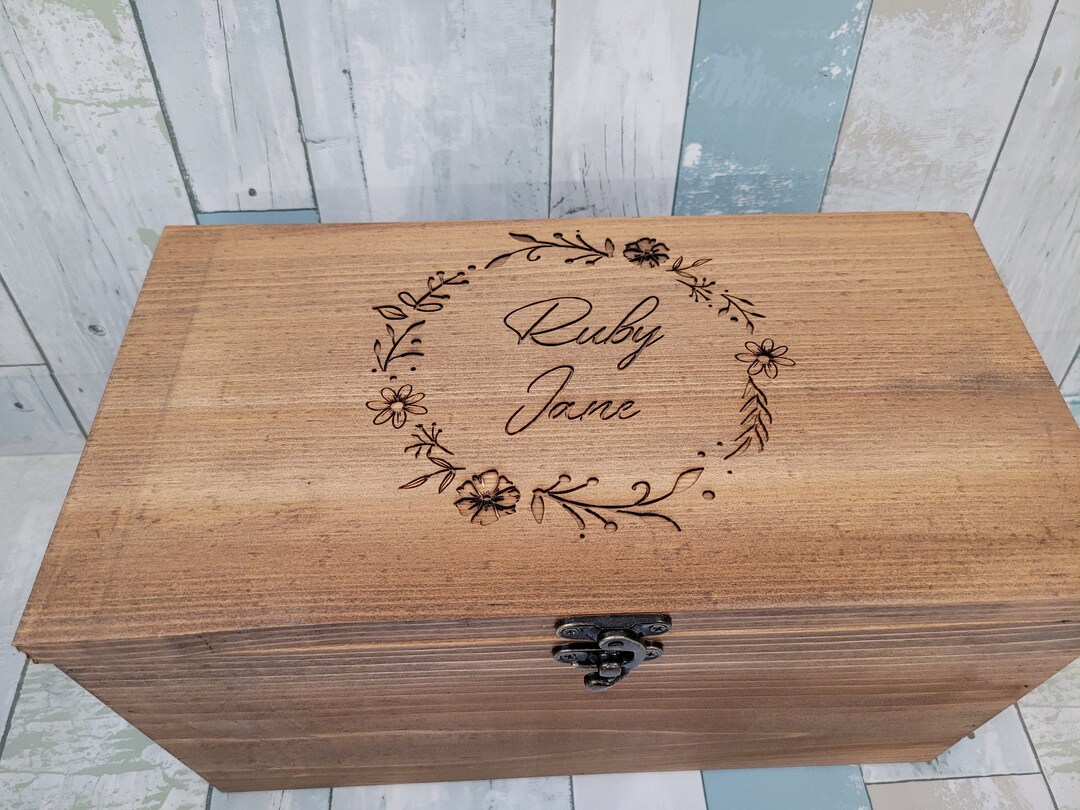 Child Keepsake Box Memory Box Rustic Wooden Box Woodland Keepsake Box