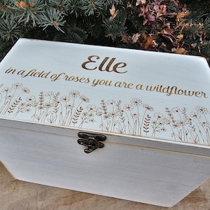 Wild Flower Keepsake Box for Girls | Personalized Memory Box | Custom Memorial Box with Floral Design | Memento Box for Special Occasions