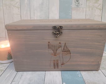 Personalized Baby Keepsake Box  Rustic Wooden Memory Chest with Engraved Name, Newborn Gift & Baby Shower Keepsake