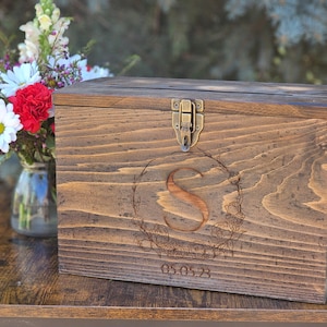 Rustic Wooden Wedding Card Box: Engraved Barnwood Keepsake