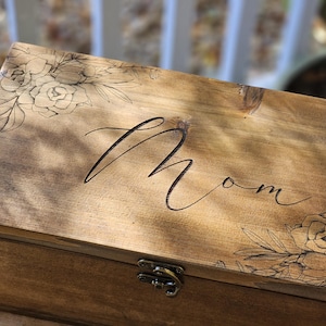 Personalized Wooden Keepsake Box for Mom: Engraved Cedar Memory Box