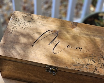 Personalized Wooden Keepsake Box for Mom: Engraved Cedar Memory Box