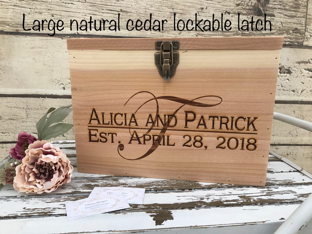 White Rustic Wooden Card Box Personalized Lockable Card Box Wedding