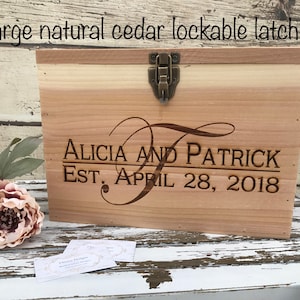 White Rustic Wooden card box Personalized  Lockable card box   Wedding Card box