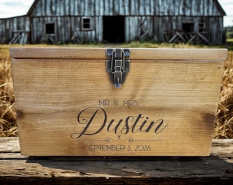 Boîte à cartes de mariage rustique en bois – Porte-cartes rustique en bois de grange pour enterrements de vie de jeune fille et fêtes