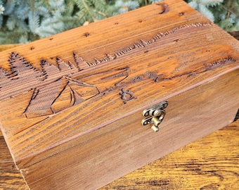 Personalized Travel mementos Box | Camper keepsake box | Mountain gifts for him