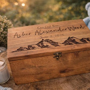 Rustic Cedar Keepsake Box: Engraved Hiker Memory Box, Retirement Gift