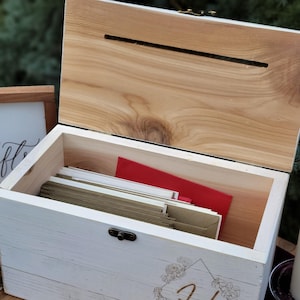 Personalized Rustic Wedding Card Box | Engraved Wooden Wedding Keepsake ...