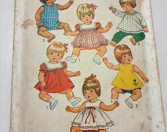 Simplicity 5947 Vintage Doll Sewing Pattern 1970’s Size Medium 15”-17”