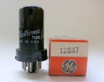 General Electric metal 12SK7 tube GE 12SK7 vacuum tube for All American 5 tube table radios original box new old stock