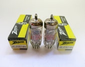 pair Zenith 6EJ7 vacuum tubes - new old stock - made in Germany - original boxes - mesh plates - excellent condition - EF184 tube