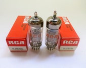 matched pair RCA 6EJ7 vacuum tubes - new old stock - made in Germany - original boxes - mesh plates - excellent condition - EF184 tube