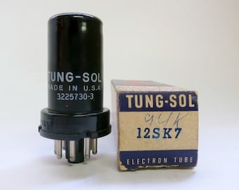 General Electric metal 12SK7 tube GE 12SK7 vacuum tube for All American 5 tube table radios original box new old stock