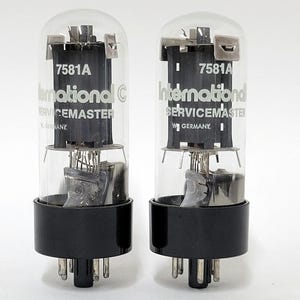 mp: International &quot;7581A&quot; vacuum tubes - re-branded Russian 6P3S tubes - matched gm - identical construction - very nice condition - 6L6GC