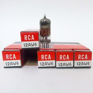 5X RCA 12AW6 真空管 - 新古品 - オリジナルボックス - 新品同様 - オリジナルスリーブ入り、在庫カード付き - 素晴らしい状態