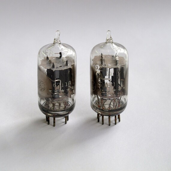 Pair: GE 6211A 5 Star Vacuum Tubes - Side Getter Version - Clear