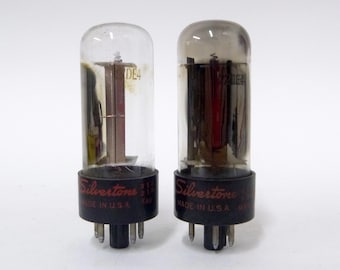 pair: Silvertone 22DE4 vacuum tubes  - manufactured by Sylvania - half wave vacuum rectifier