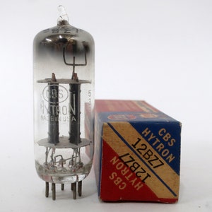 CBS Hytron 12BZ7 vacuum tube - new old stock - original box - black plates - square getter