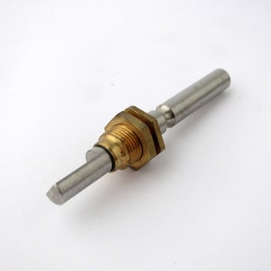 May include: A silver and brass temperature sensor with a pointed tip and a threaded end.