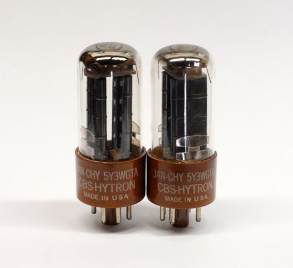 MATCHING DATE CODES black plate Matched pair: Hytron 5Y3WGTA vacuum tubes square getter ring brown base- new old stock