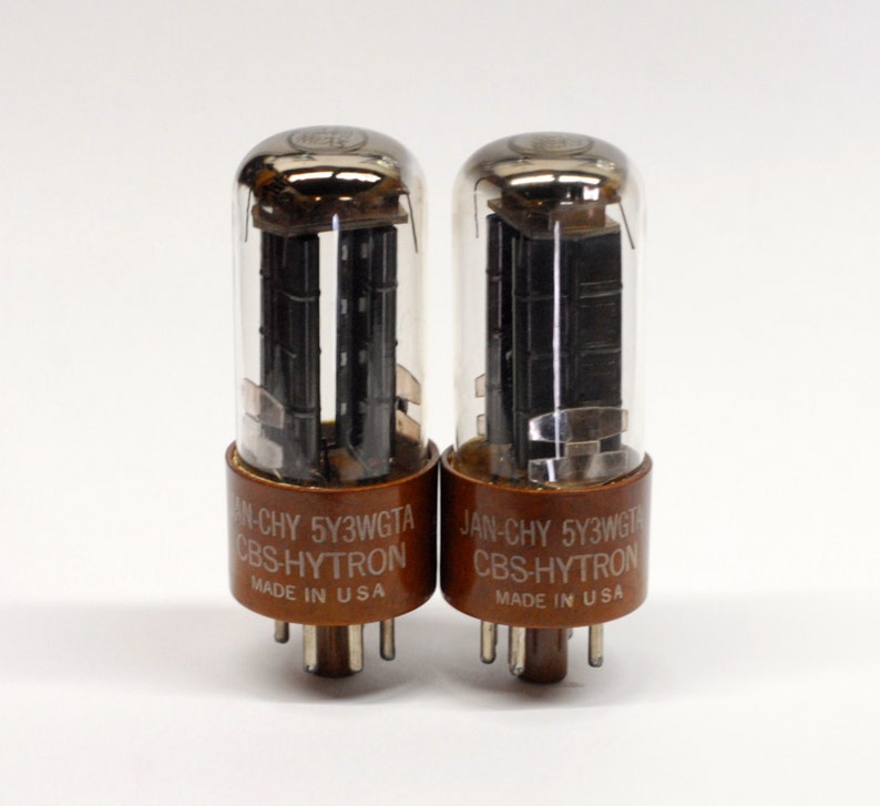 MATCHING DATE CODES black plate Matched pair: Hytron 5Y3WGTA vacuum tubes square getter ring brown base- new old stock