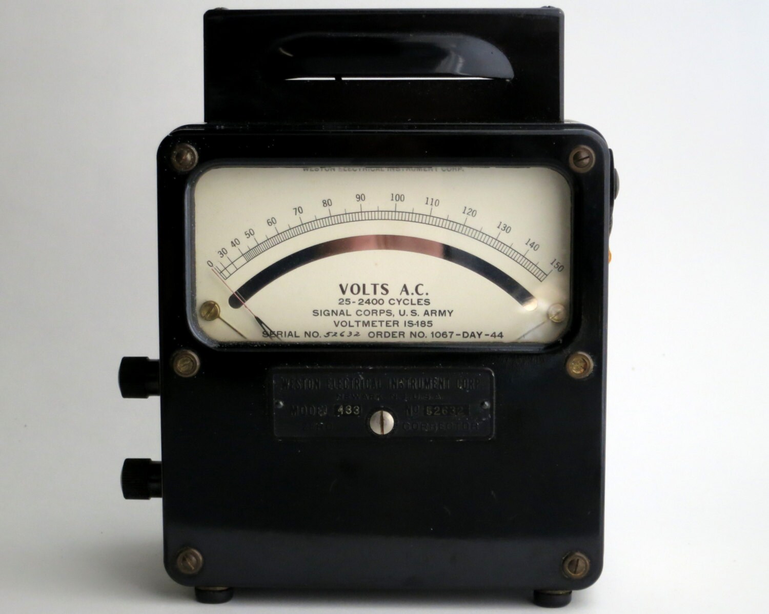 U. S. Army Signal Corp AC Voltmeter Made by Weston - Bakelite Case