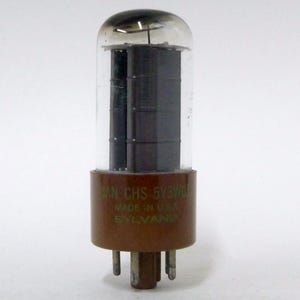 Sylvania JAN 5Y3WGT vacuum tube - black plates - brown base - military 5Y3 - 5Y3GT rectifier