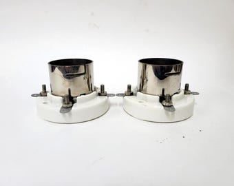 pair: Johnson sockets for 211, 845, 203A, 872A, 838, 805 vacuum tubes - nickel plated collarslightly used - very nice condition