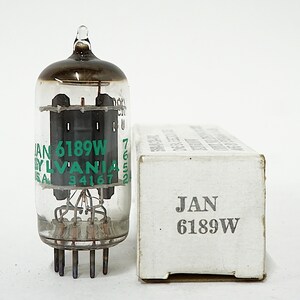 Sylvania JAN 6189W vacuum tube - new old stock - original box - mint condition - packed February 1976 - 12AU7 - 6189