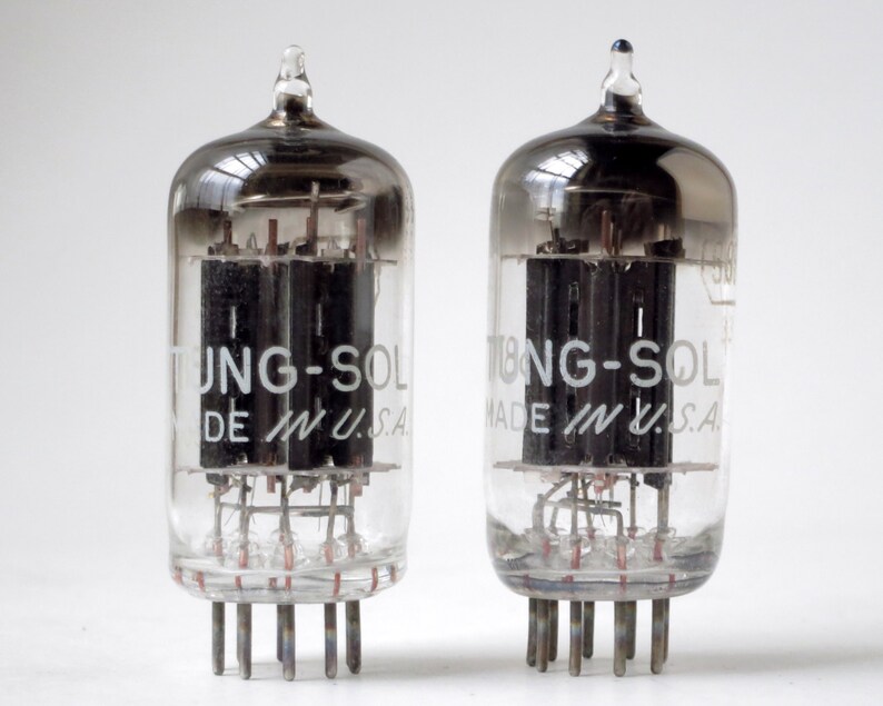 Pair Tung Sol JTL 5687 D getter black plate vacuum tubes Etsy