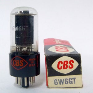 CBS 6W6GT vacuum tube - new old stock - original box - excellent condition - black plate - manufactured  by General Electric  - GE - 6W6