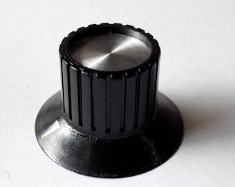 Black & Silver skirted radio knob