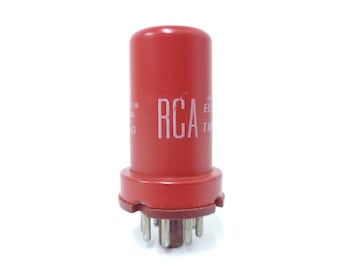 RCA 5693 vacuum tube - red envelope - white silk screening - special 6SJ7 tube - Radio Corp. of America