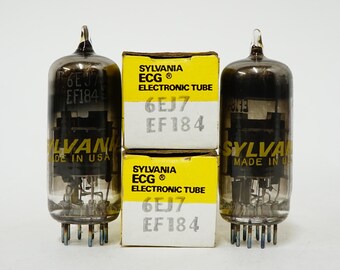 pair: Sylvania 6EJ7 vacuum tubes - new old stock - original box - Futterman OTL amplifiers - EF184 tube - EF-184