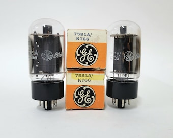 matched pair: GE 7581A / KT66 vacuum tubes - new old stock - original boxes - matched transconductance (gm) - General Electric - 6L6GC