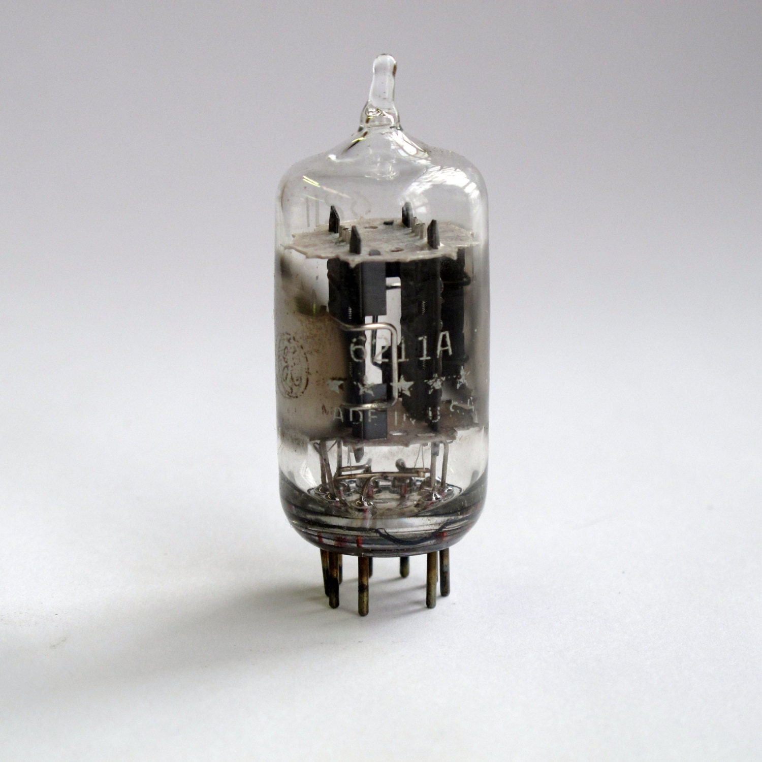 Pair: GE 6211A 5 Star Vacuum Tubes - Side Getter Version - Clear