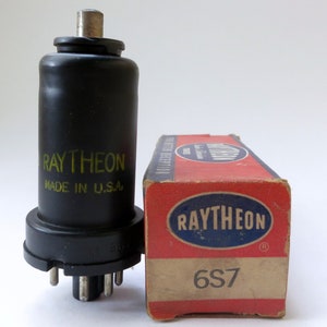 Raytheon 6S7 vacuum tube - new old stock - triple-grid super-control amplifier tube