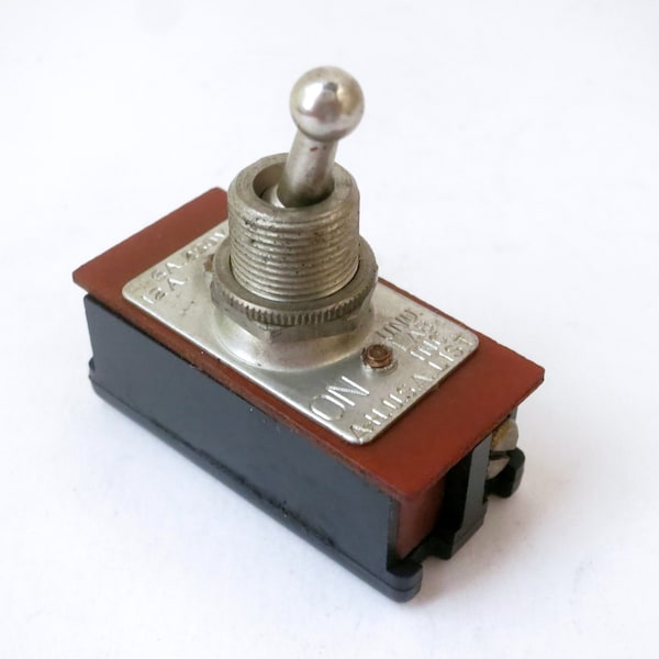 antique toggle switch with ball head bat - made by A-H - Bakelite body - SPST - single pole single throw