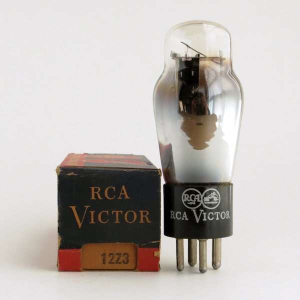RCA Victor 12Z3 vacuum tube - Nipper the dog on box & base - His master's voice - new old stock - original box - excellent - ST envelope
