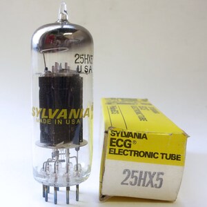 Sylvania 25HX5A vacuum tube - 9 pin miniature beam tetrode tube - new old stock - original box - US made