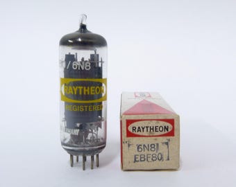 Raytheon 6N8 vacuum tube - new old stock - original box - EBF80