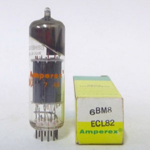 Amperex 6BM8 vacuum tube - new old stock - original box - excellent condition - made in Japan - ECL82 - orange silk screening