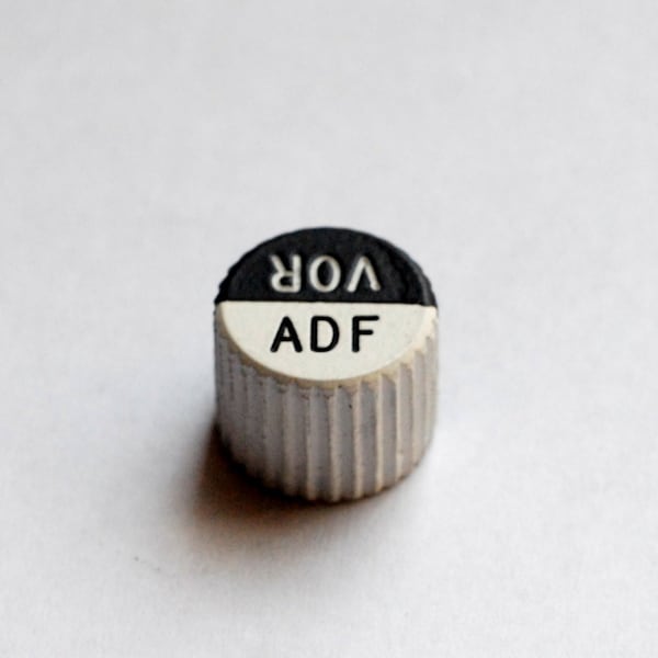 pair of solid aluminum aircraft radio knobs - VOR/ADF knobs